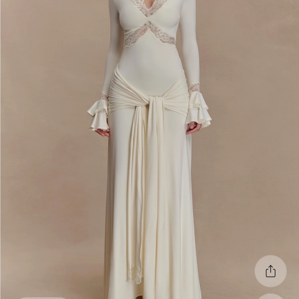 Meshki Cream Long Sleeve Dress